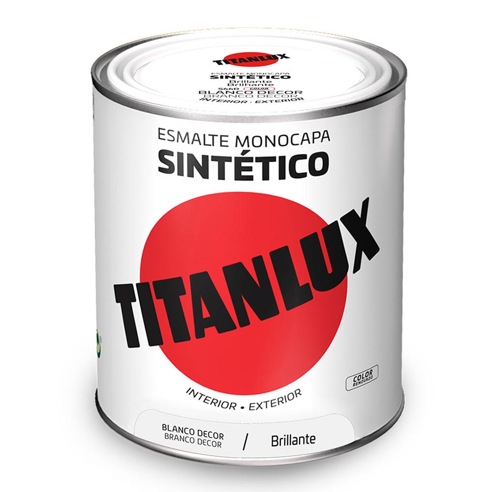 ESMALTE SINTÉTICO MONOCAPA BRILLANTE BLANCO DECORACIÓN 750ml TITANLUX 5809019