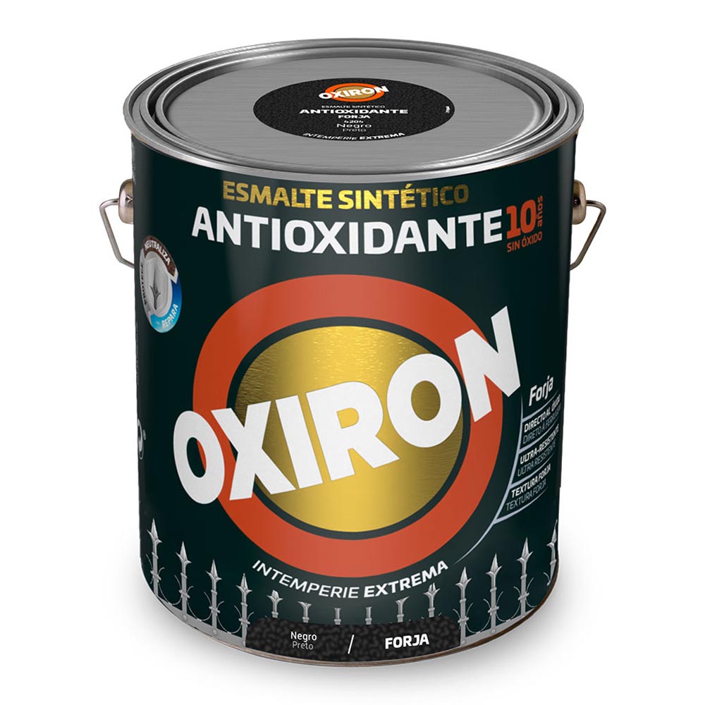 ESMALTE SINTÉTICO METÁLICO ANTIOXIDANTE OXIRON FORJA NEGRO 4L TITAN 5809028