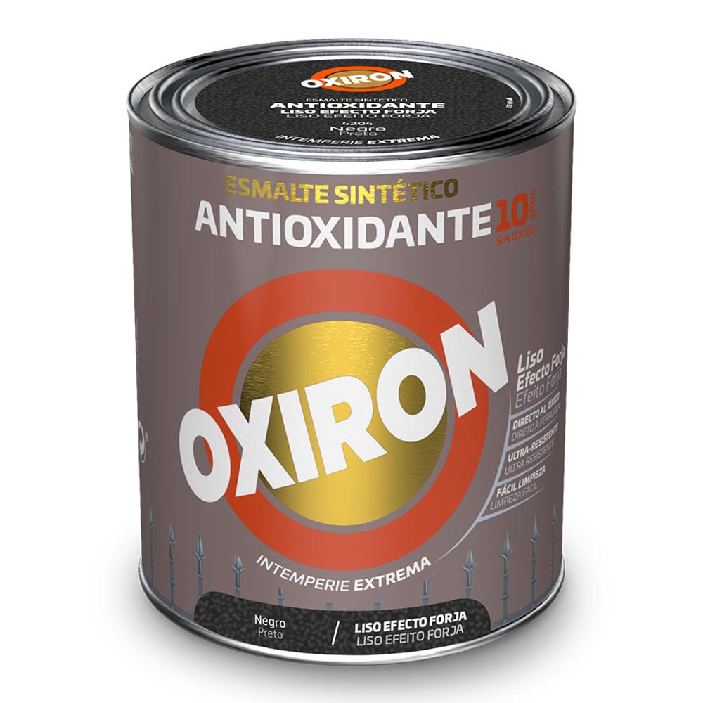 ESMALTE SINTÉTICO METÁLICO ANTIOXIDANTE OXIRON LISO EFECTO FORJA NEGRO 750ml TITAN 5809097