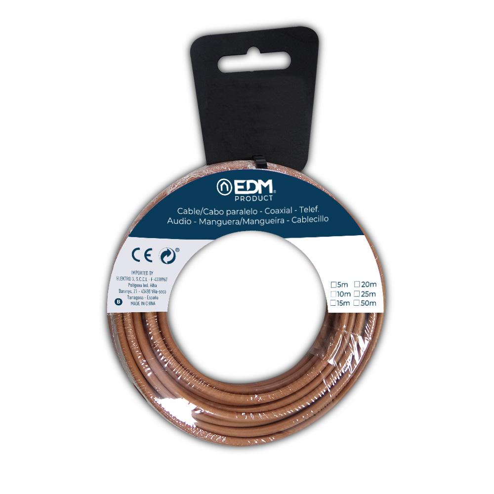 CARRETE CABLECILLO FLEXIBLE 6mm MARRON LIBRE DE HALÓGENOS 25m