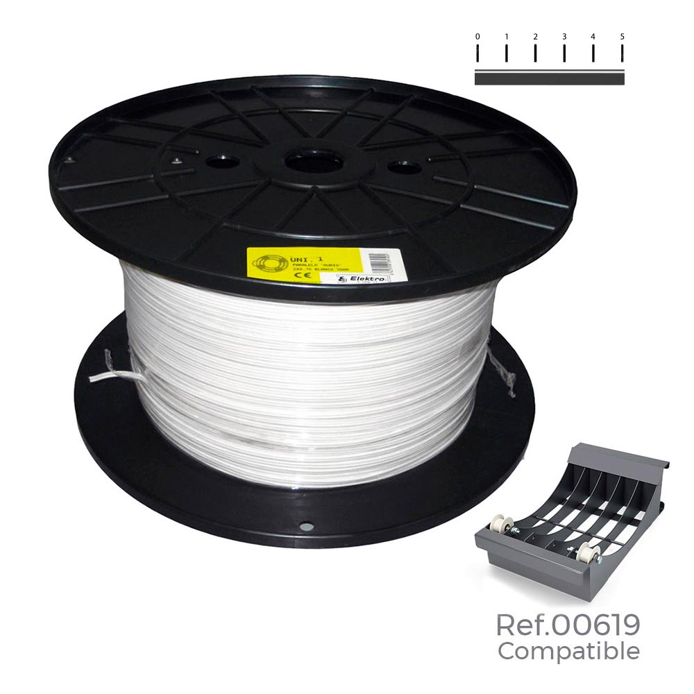 CARRETE CABLE MANGUERA PLANA BLANCA 3x1mm 300m (AUDIO) (BOBINA GRANDE Ø400x200mm)