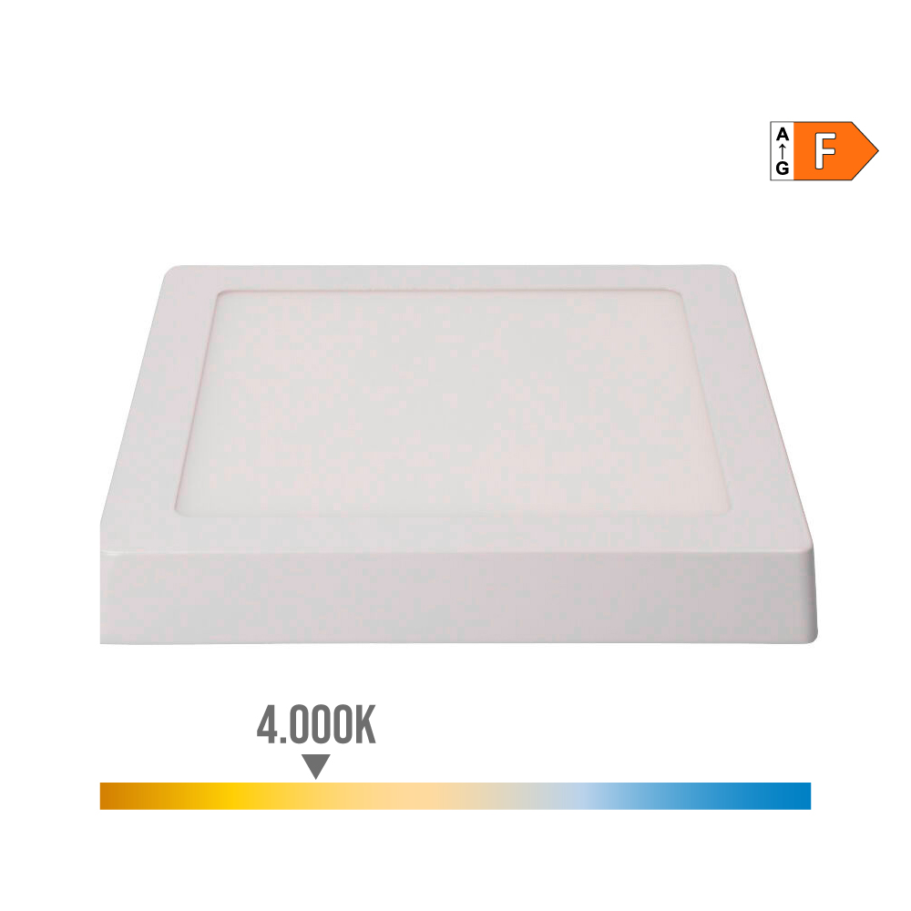 DOWNLIGHT LED SUPERFICIE CUADRADO 20W 1500lm 4000K LUZ DIA BLANCO 22x22x3,5cm EDM