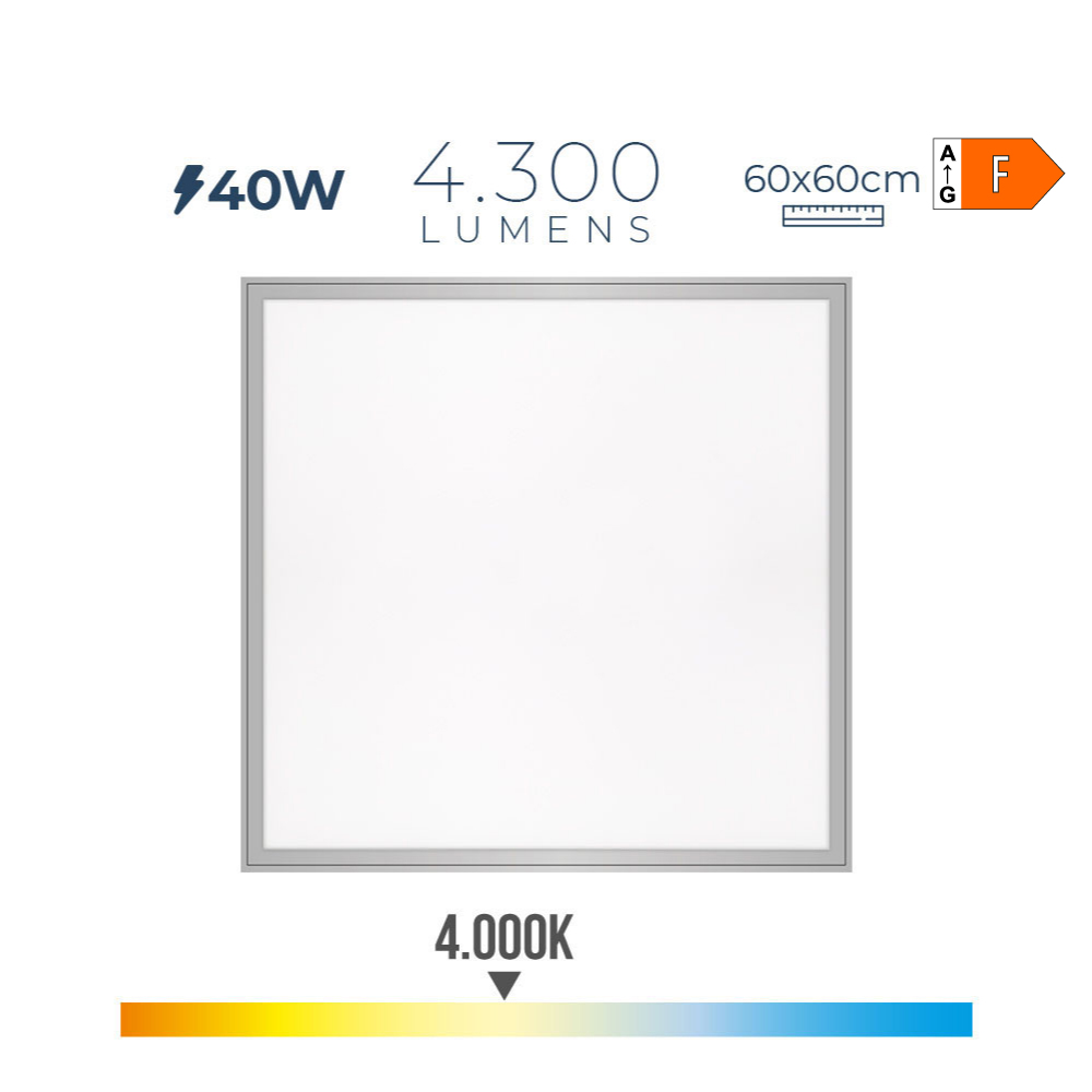 PANEL DE LED 40W 4300lm RA80 59,5x59,5cm 4000K LUZ DIA EDM