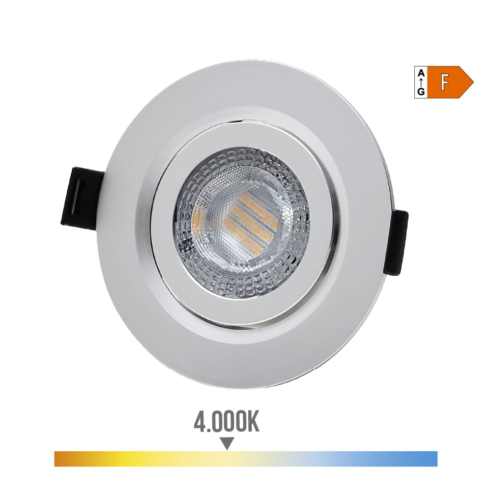 DOWNLIGHT LED EMPOTRAR 9W 806Lm RA80 4000K REDONDO COLOR CROMO Ø9cm EDM