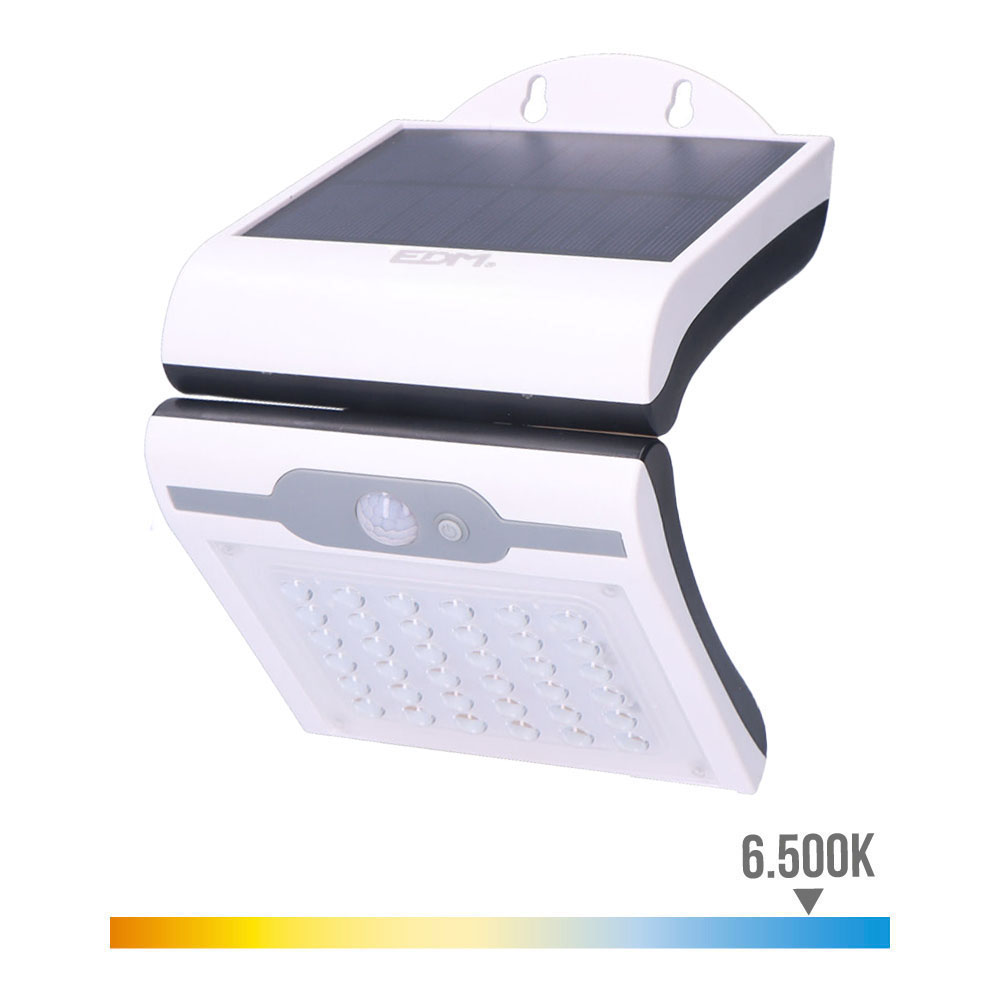 13APLIQUE SOLAR 2W 220Lm 6.500K CON SENSOR COLOR BLANCO EDM