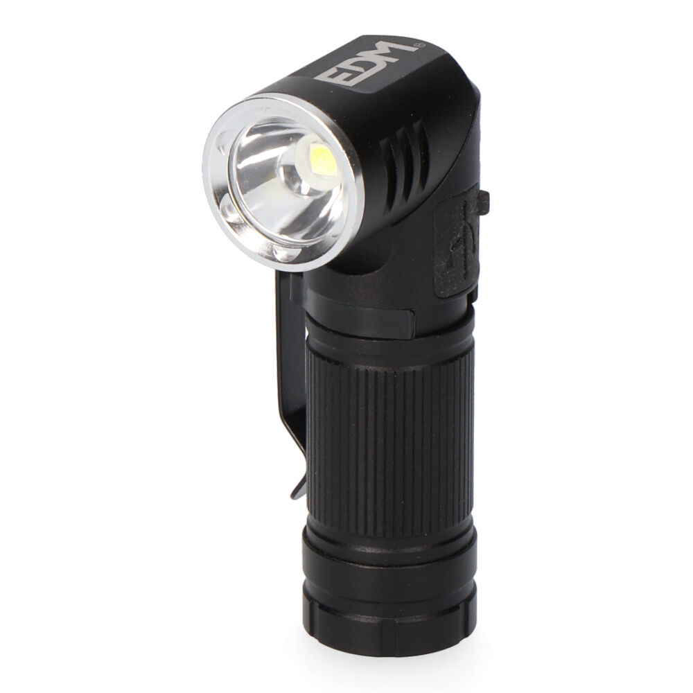 MINI LINTERNA 1 LED. CABEZAL DIRECCIONABLE. RECARGABLE 8W 450lm EDM