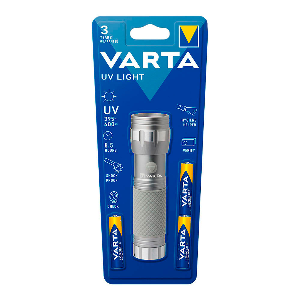 LINTERNA UV LIGHT ULTRAVIOLETA VARTA 8,5h 3xAAA