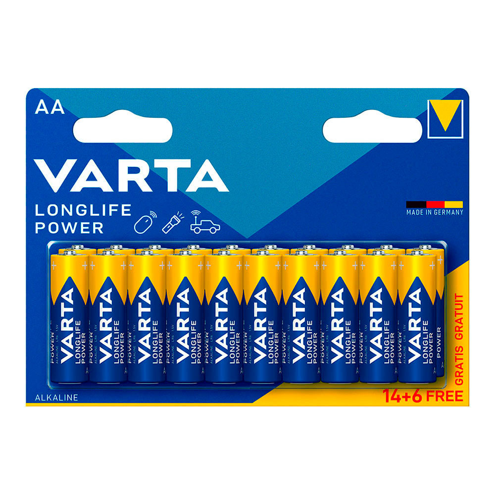 PILA VARTA LONGLIFE POWER AA - LR06 (BLISTER 14+6 unid.) Ø14,5x50,5mm