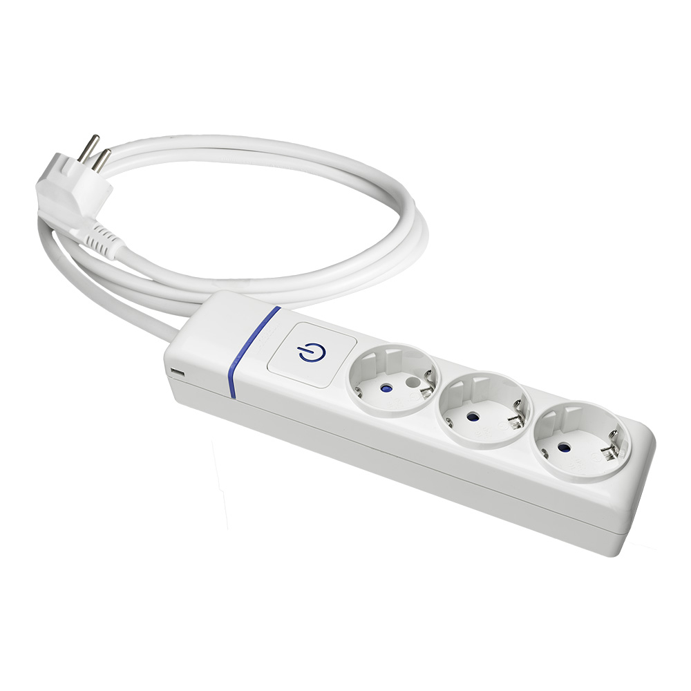 BASE MÚLTIPLE 3 TOMAS T/TL + INTERRUPTOR LUMINOSO. 1.5m DE CABLE 8013PIL SOLERA