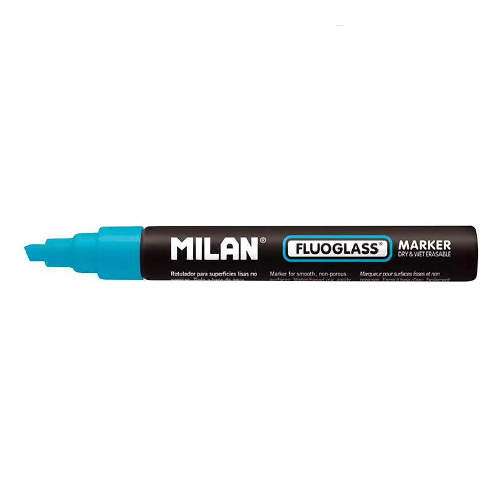 BLISTER CON ROTULADOR AZUL FLUOGLASS 2 - 4mm MILAN