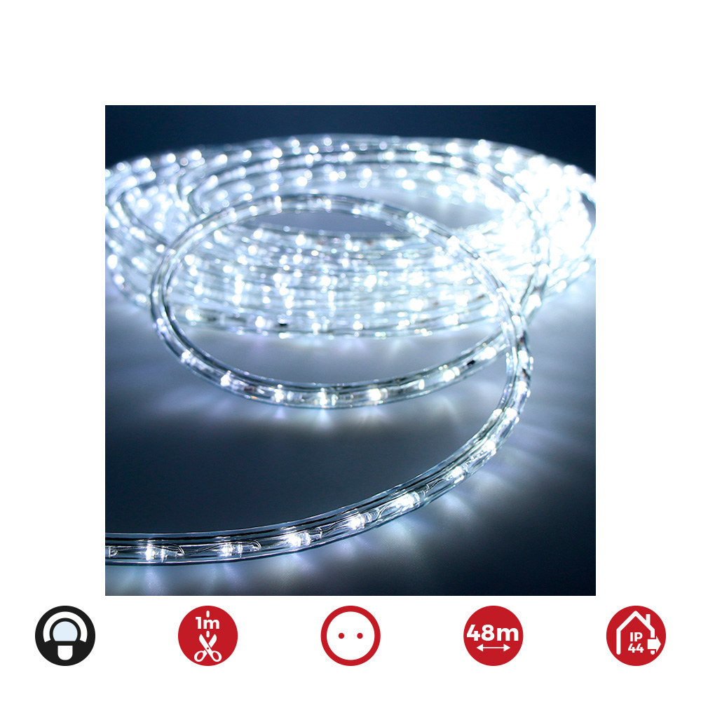 TUBO FLEXILED 2 VIAS FIJO 48m. 30 LEDS/m BLANCO FRIO (INTERIOR-EXTERIOR)