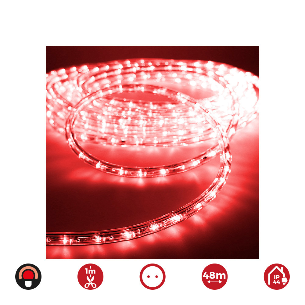 TUBO FLEXILED 2 VIAS FIJO 48m. 30 LEDS/m ROJO