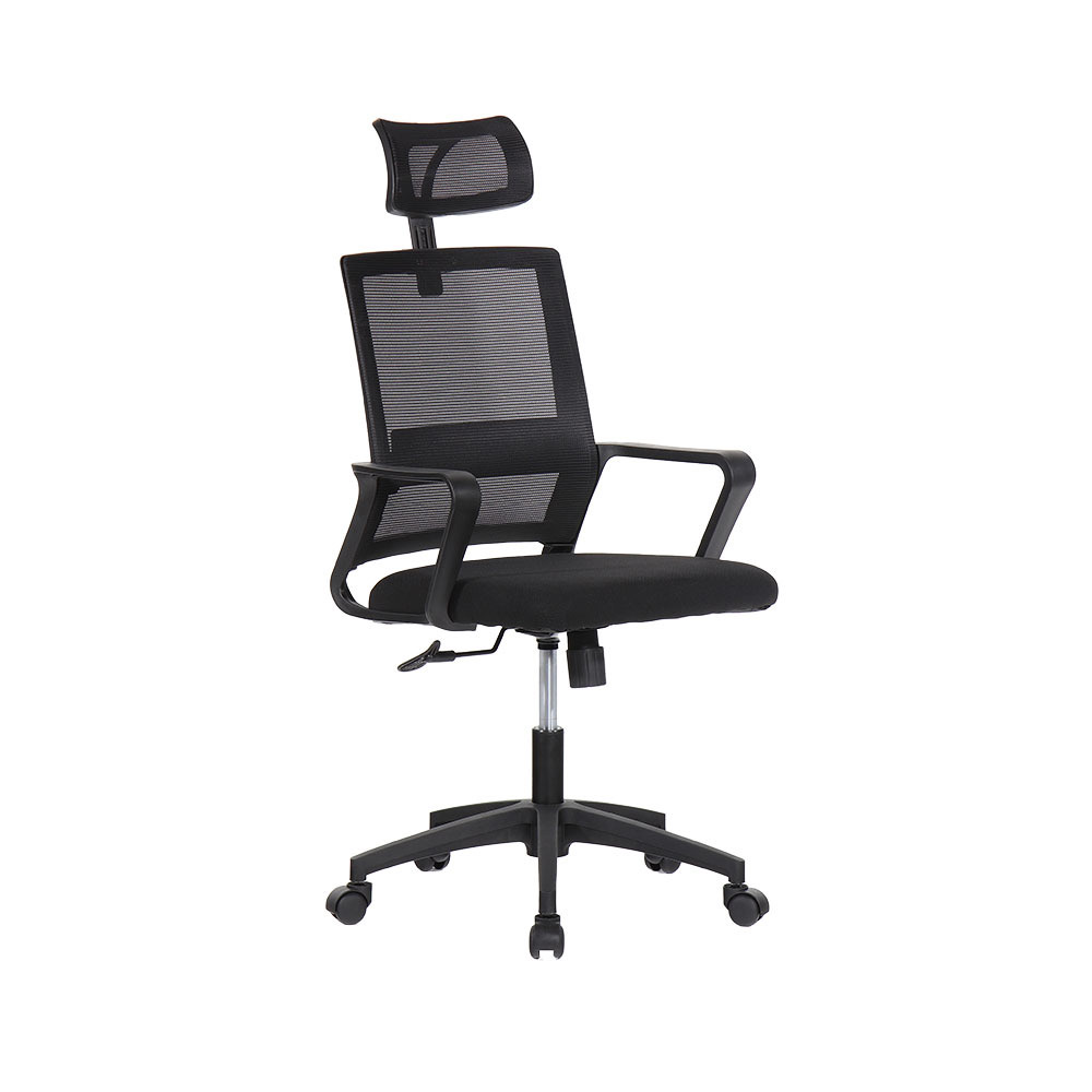 SILLA DE OFICINA ERGONÓMICA NEGRA CON RESPALDO EN MALLA DE NYLON EDM