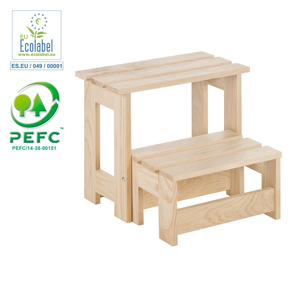 TABURETE/ESCALERA MONTADA PINO BRUTO 100% PEFC CERT 43x46,5x27cm ASTIGARRAGA