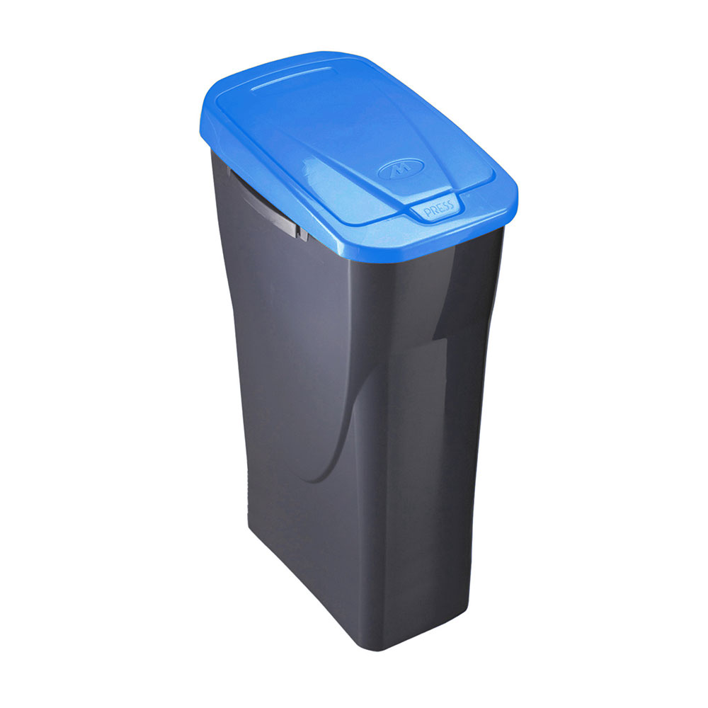 CUBO 15 LITROS ECOBIN CON TAPA COLOR NEGRO/AZUL 21,5x31x42cm MONDEX