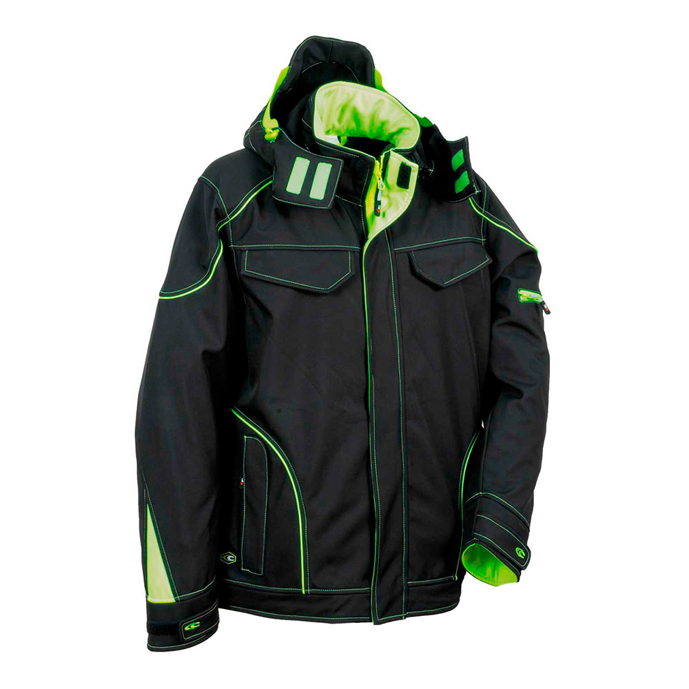 CAZADORA SOFTSHELL TECKA NEGRO LIME COFRA TALLA 52