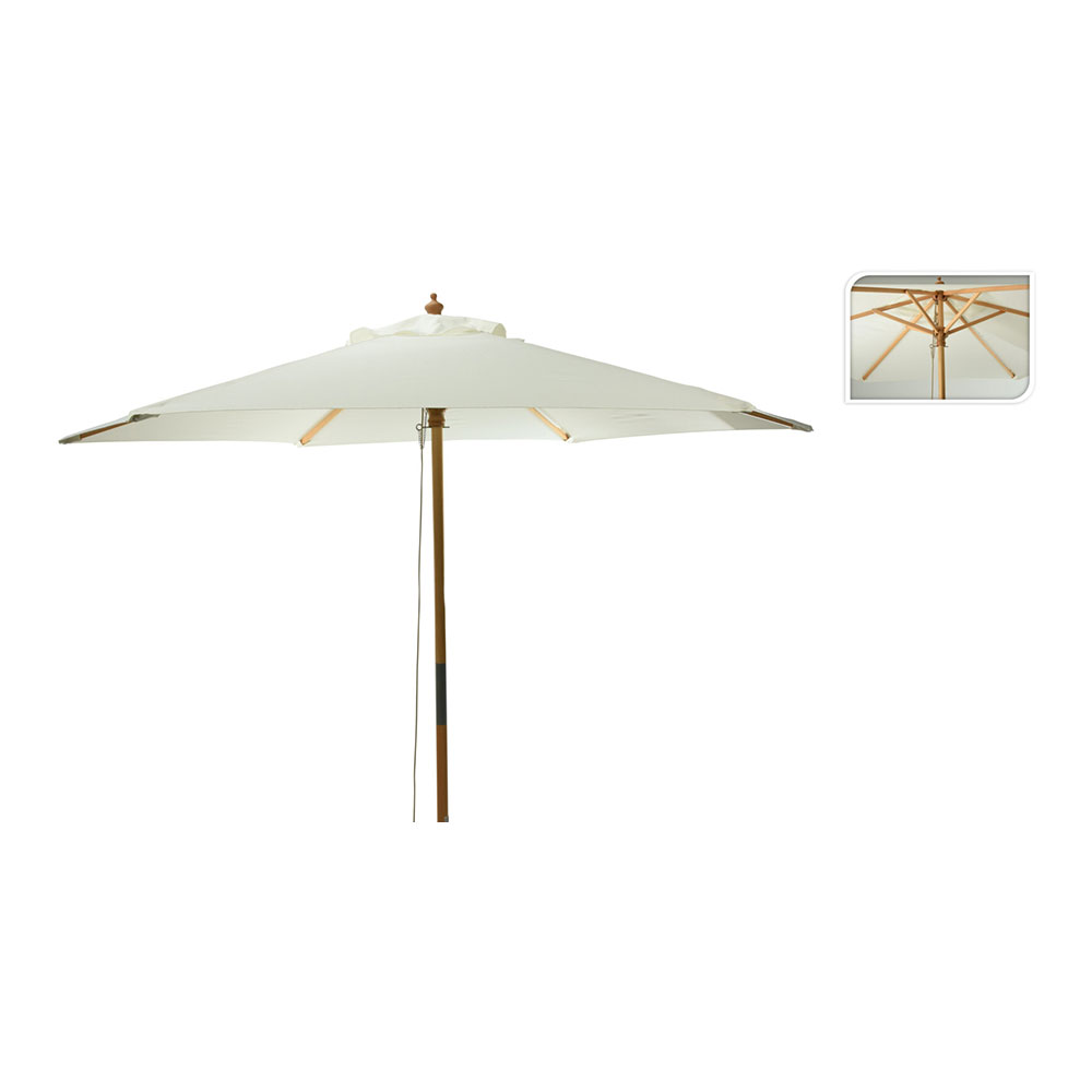 PARASOL CON MANGO DE MADERA, DIÁMETRO DE 250cm