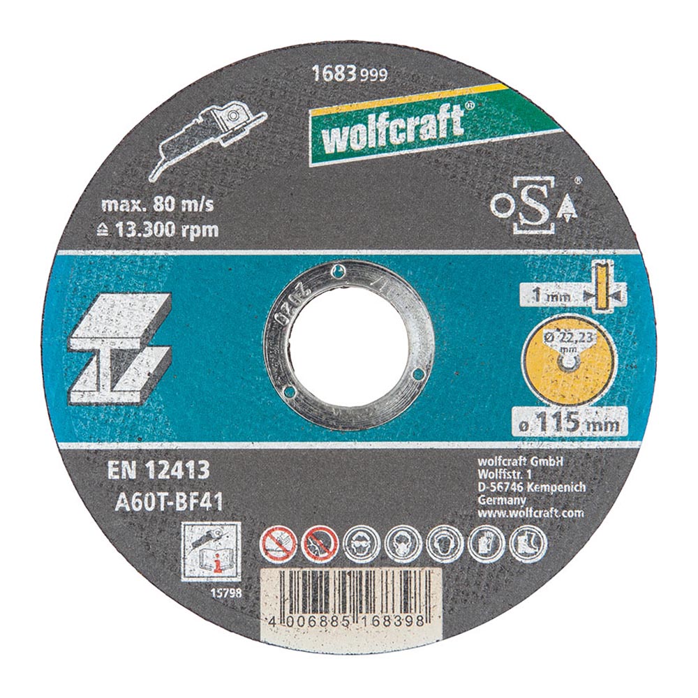 DISCO DE CORTE PARA METAL Ø115x1,0x22,23mm. 1683999 WOLFCRAFT