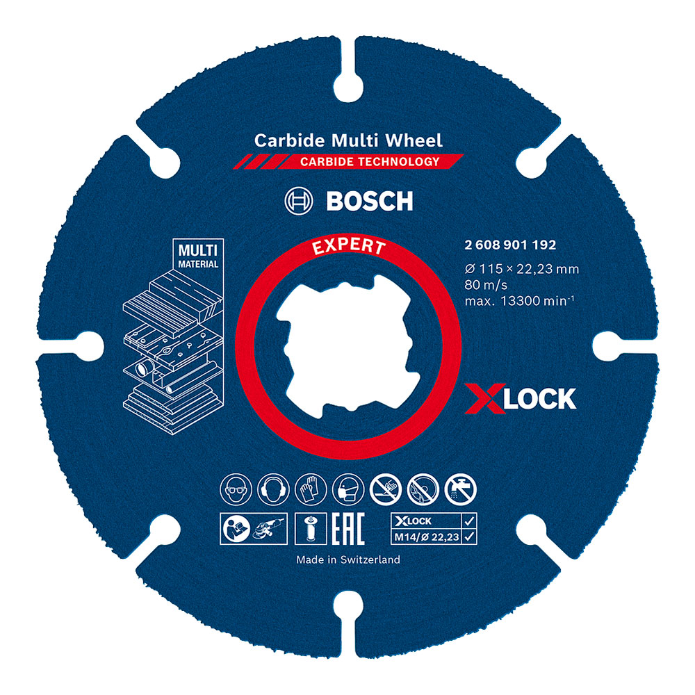 DISCO DE CORTE X-LOCK EXPERT CARBIDE MULTI WHEEL: Ø115x22,23mm 2608901192 BOSCH