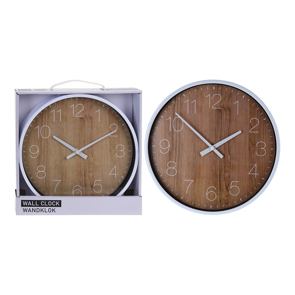 RELOJ PARA PARED EFECTO MADERA Ø25cm.