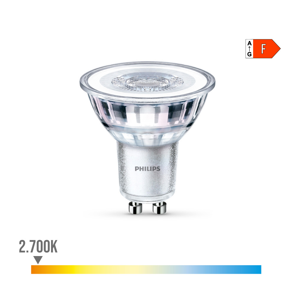 BOMBILLA GU10 LED 4,6W 390lm 2700K LUZ CALIDA Ø5x5,4cm PHILIPS