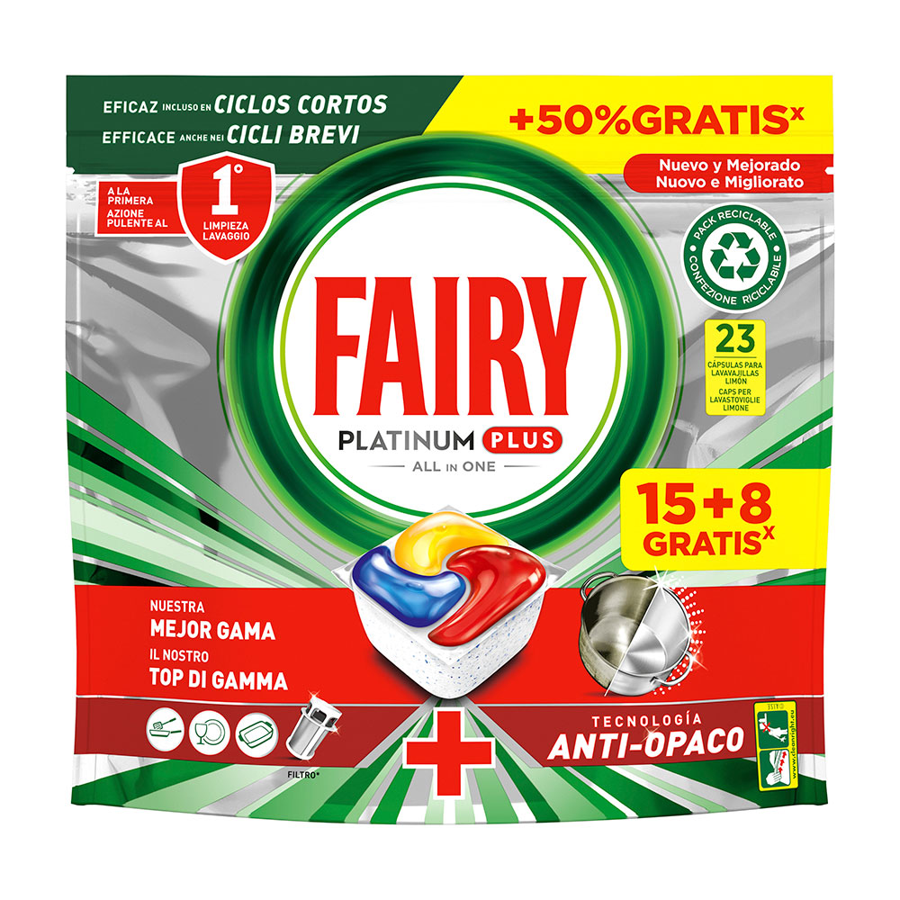 FAIRY CAPS LAVAVAJILLAS PLATINUM PLUS 18+18