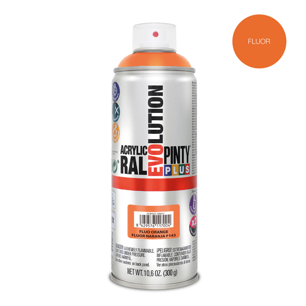 PINTURA EN SPRAY PINTYPLUS EVOLUTION 520cc FLUOR.NARANJA F143