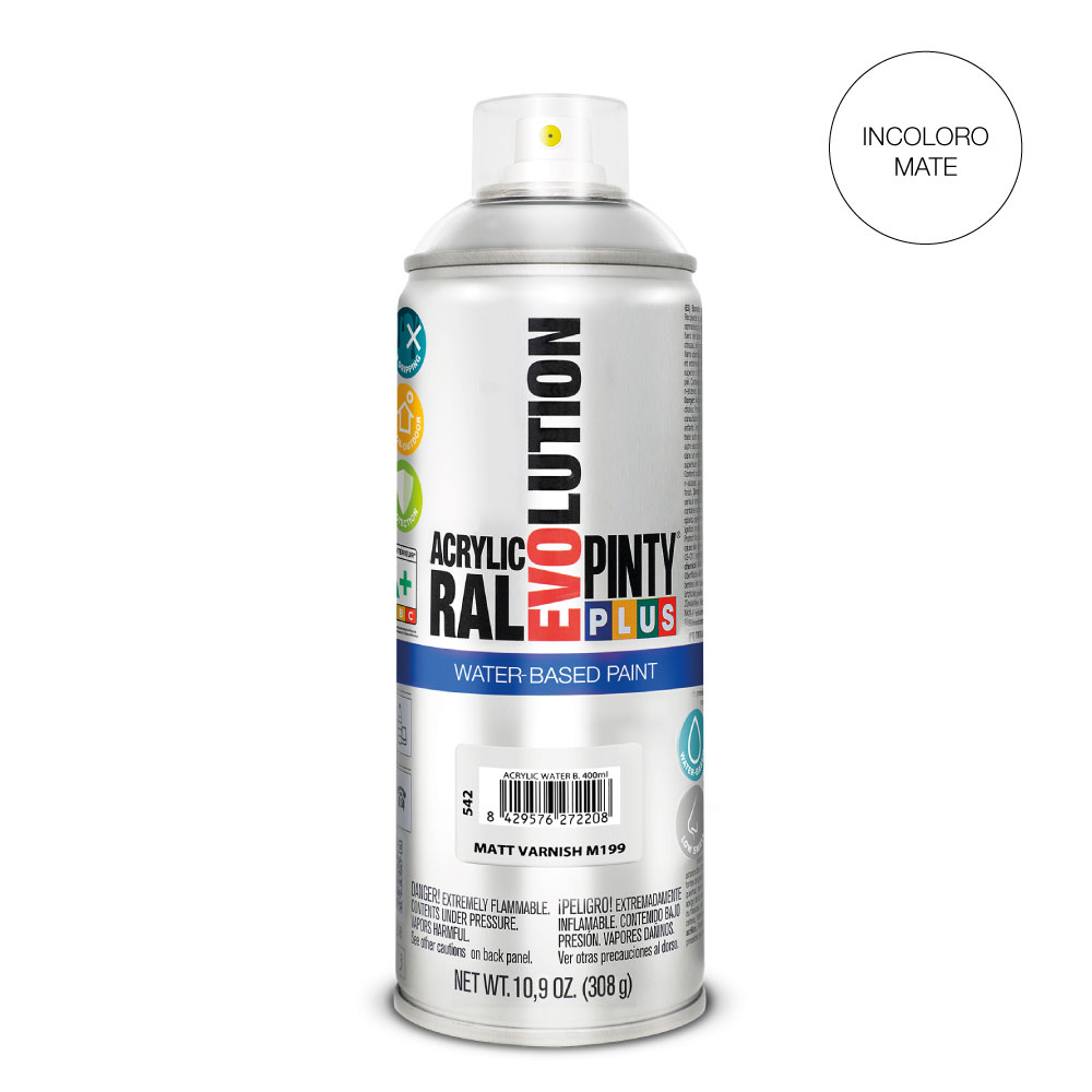 PINTURA EN SPRAY PINTYPLUS EVOLUTION WATER-BASED 520cc M199 BARNIZ MATE