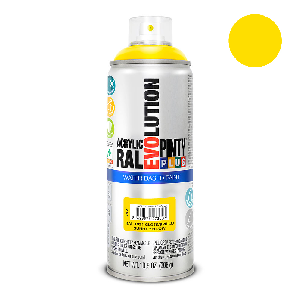 PINTURA EN SPRAY PINTYPLUS EVOLUTION WATER-BASED 520CC RAL 1021 AMARILLO COLZA