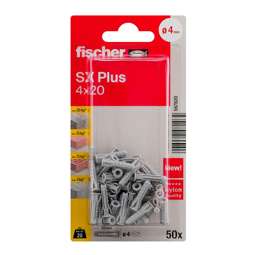 BLISTER TACO FISCHER PLUS Ø4x20mm K NV 50 unid. 567820