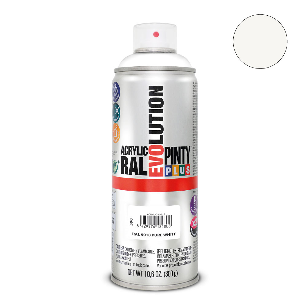 PINTURA EN SPRAY PINTYPLUS EVOLUTION 520cc RAL 9010 BLANCO PURO MATE