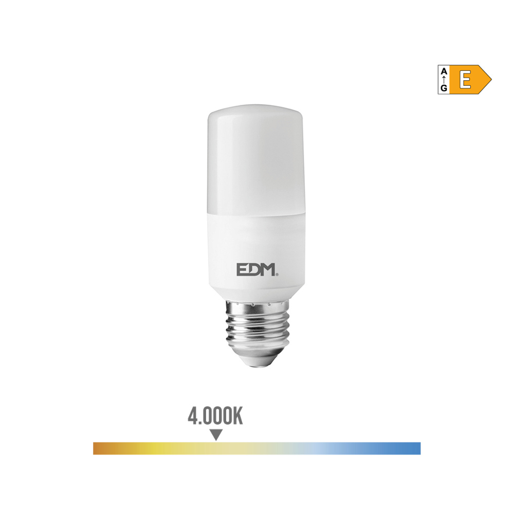 BOMBILLA TUBULAR LED E27 10W 1100lm 4000K LUZ DIA Ø4x10,7cm EDM