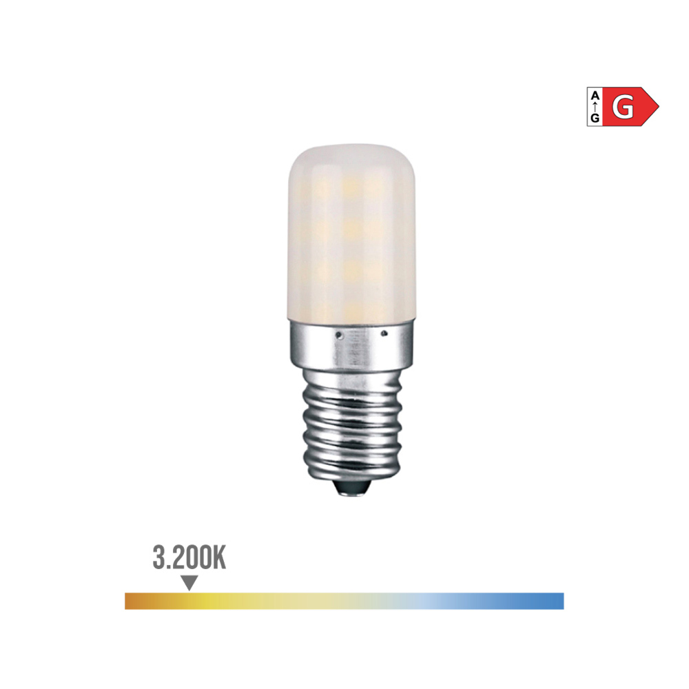 BOMBILLA PEBETERO TUBULAR LED E14 3W 250lm 3200K LUZ CALIDA Ø1,8x5,2cm EDM