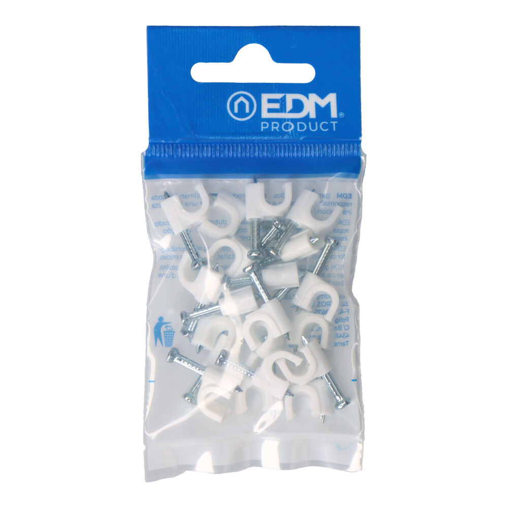 GRAPA BLANCA CABLE MANGUERA TUBULAR 2x1mm N°6 (BLISTER 20 unid.) EDM