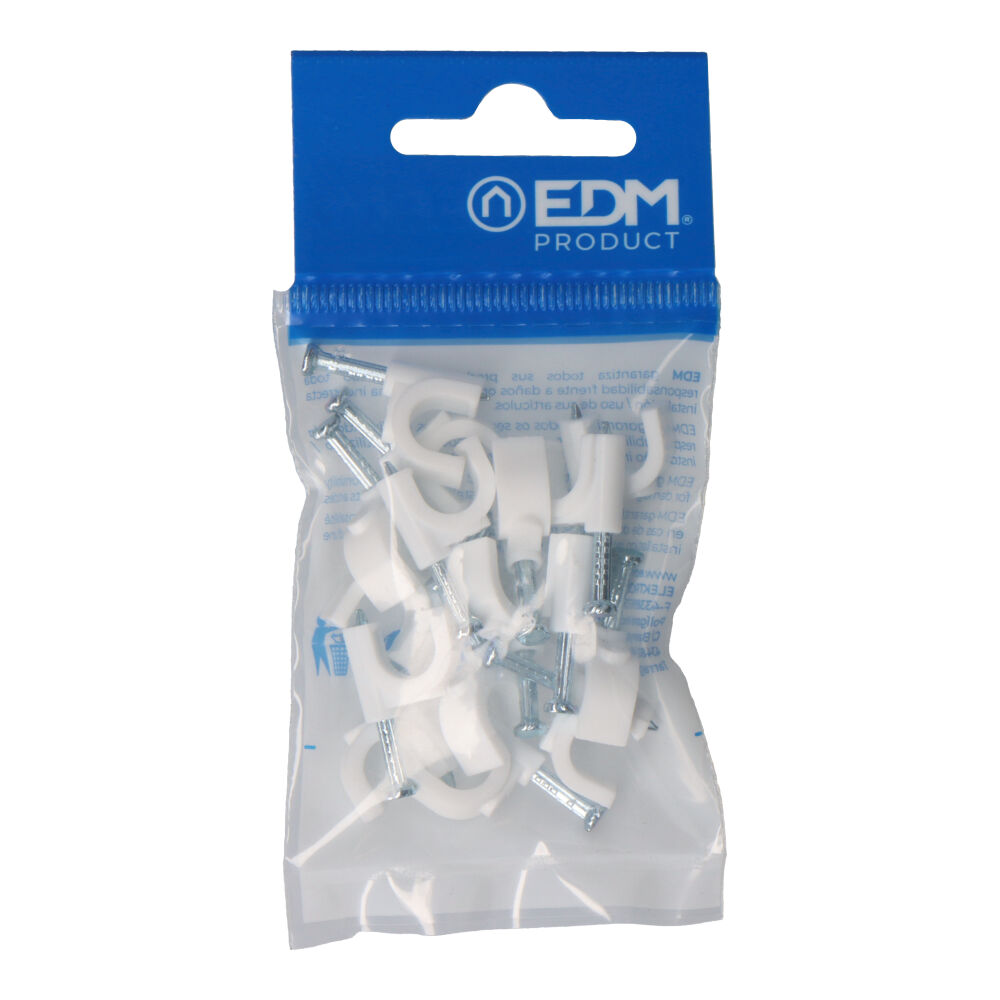 GRAPA BLANCA CABLE MANGUERA TUBULAR 2x2,5mm N°8 (BLISTER 15 unid.) EDM