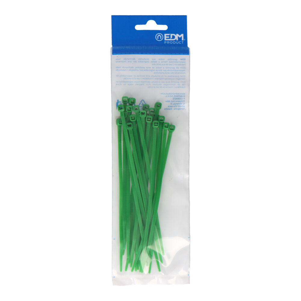 BRIDAS VERDES 150x3,5mm NYLON ALTA CALIDAD (BLISTER 25 unid.) EDM