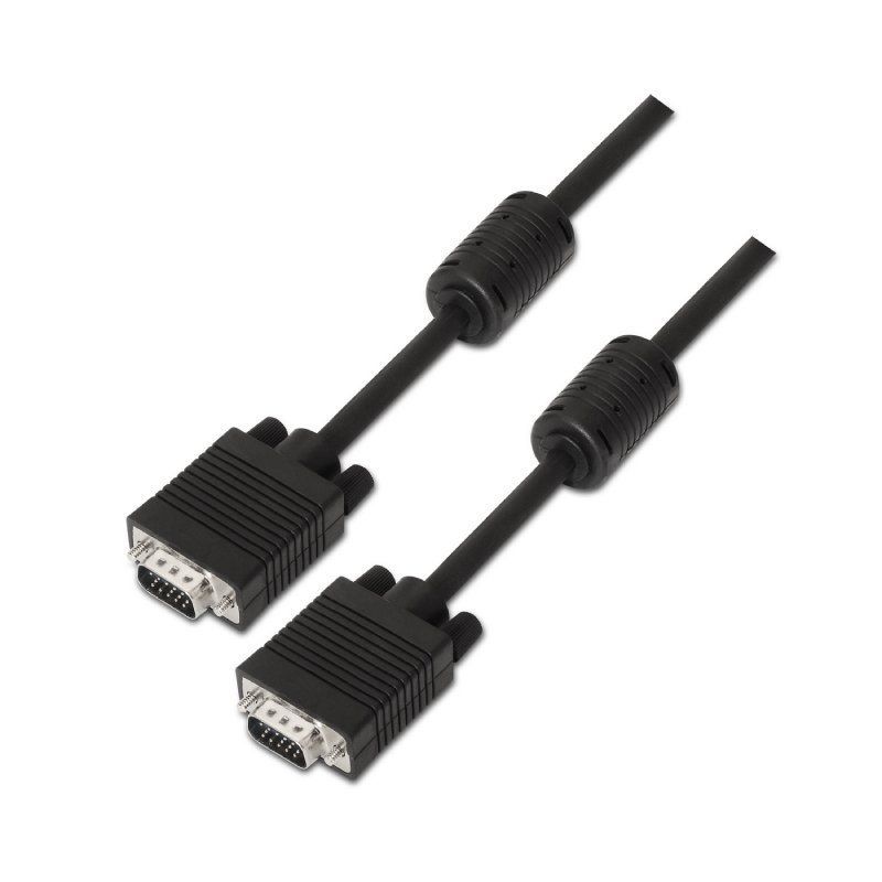 Cable SVGA Aisens A113-0075/ VGA Macho - VGA Macho/ Hasta 3W/ 10Mbps/ 15m/ Negro