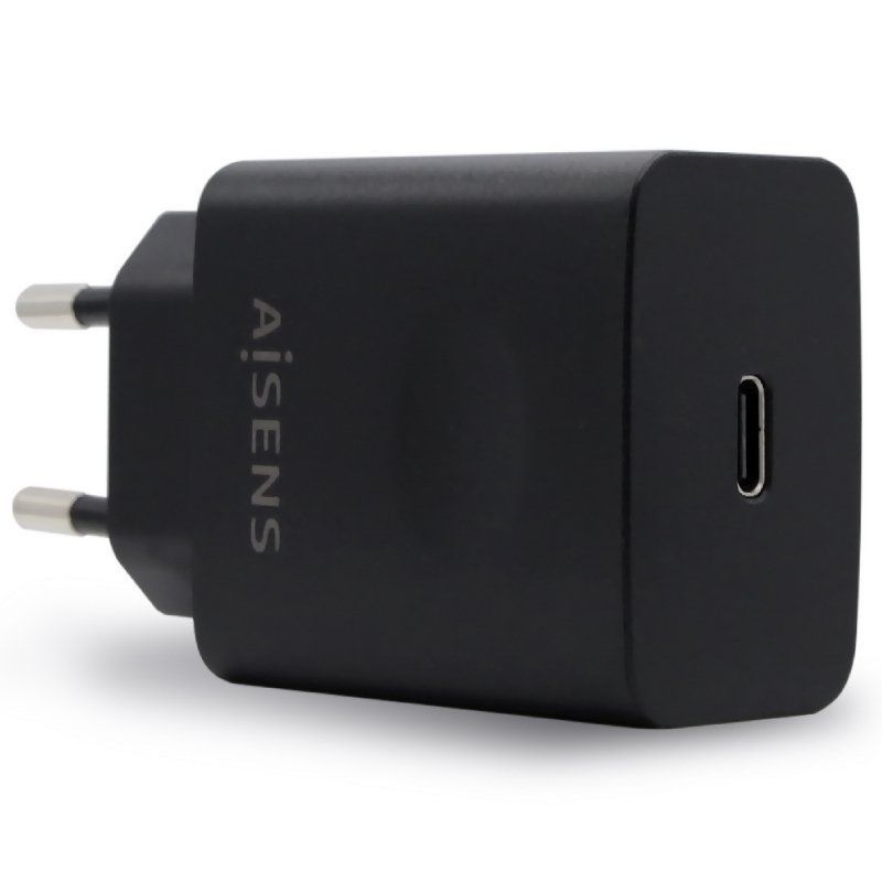 Cargador de Pared Aisens ASCH-1PD20-BK/ 1xUSB Tipo-C/ 20W