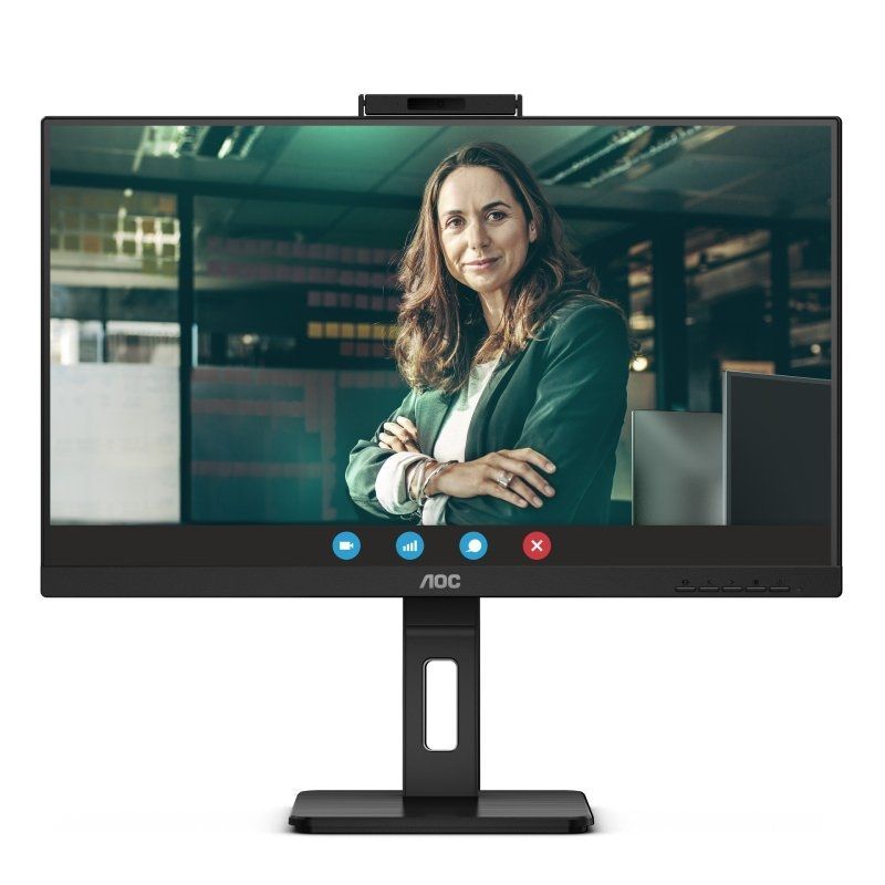 Monitor Profesional AOC 24P3QW 23.8'/ Full HD/ Webcam/ Multimedia/ Regulable en altura/ Negro