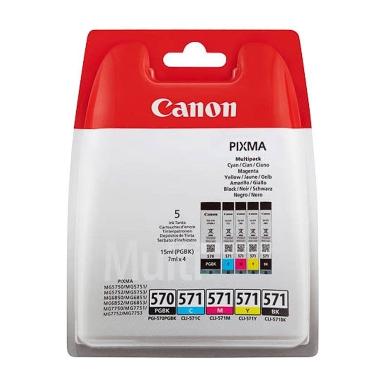 Cartucho de Tinta Original Canon PGI-570BK + CLI-571Multipack/ Cian/ Magenta/ Amarillo/ Negro