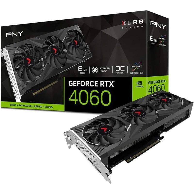 Tarjeta Gráfica PNY GeForce RTX 4060 XLR8 Gaming VERTO EPIC-X RGB Overclocked Triple Fan/ 8GB GDDR6