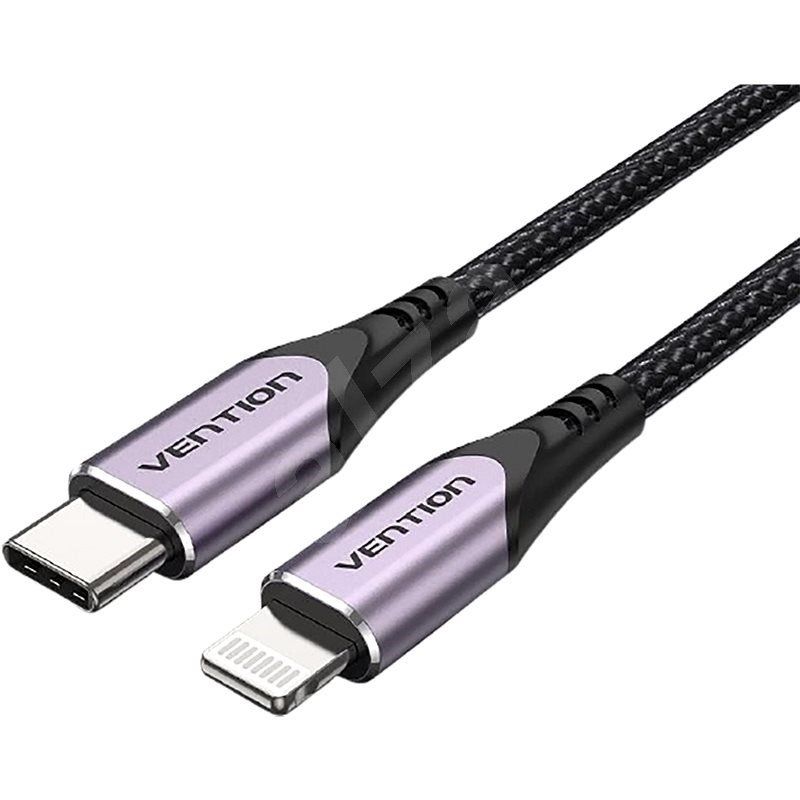 Cable USB 2.0 Tipo-C Lightning Vention TACVF/ USB Tipo-C Macho - Lightning Macho/ Hasta 27W/ 480Mbps/ 1m/ Morado