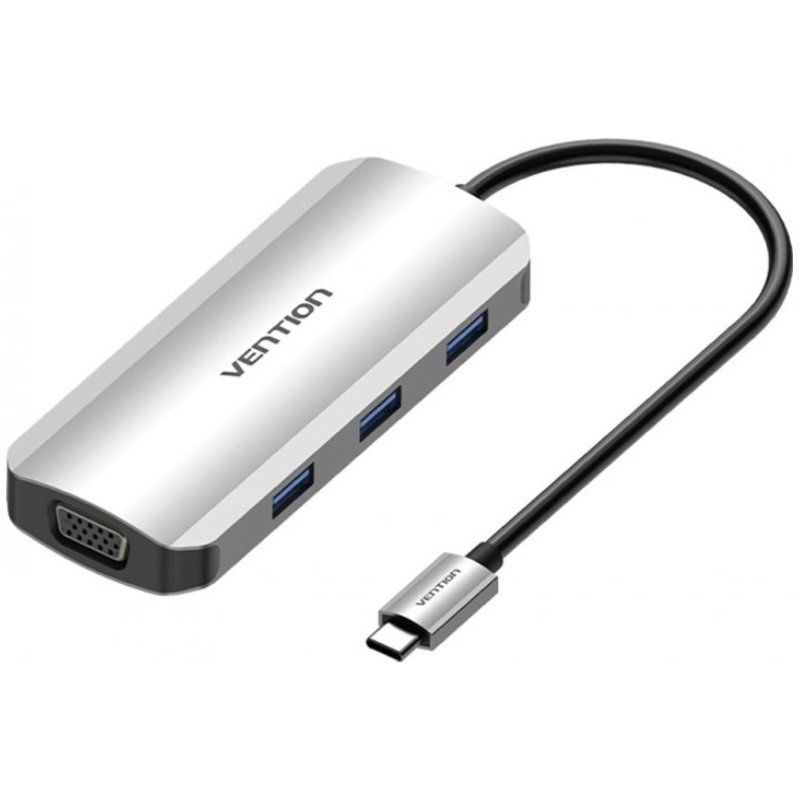 Docking USB Tipo-C Vention TOIHB/ 1xHDMI/ 1xVGA/ 3xUSB/ 1xUSB Tipo-C PD/ Gris